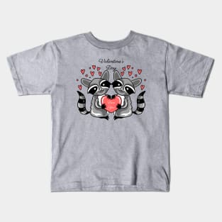 Racoon love you valentine Kids T-Shirt